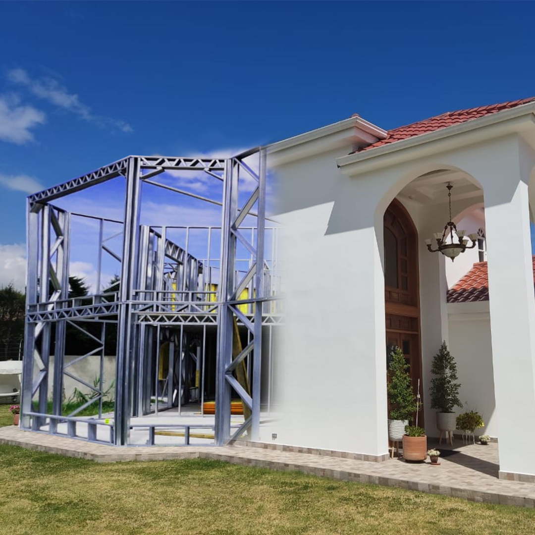 Casa prefabricada moderna con estructura de acero en Ecuador